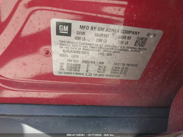 KL4CJASB4KB708915 Buick Encore Fwd Preferred