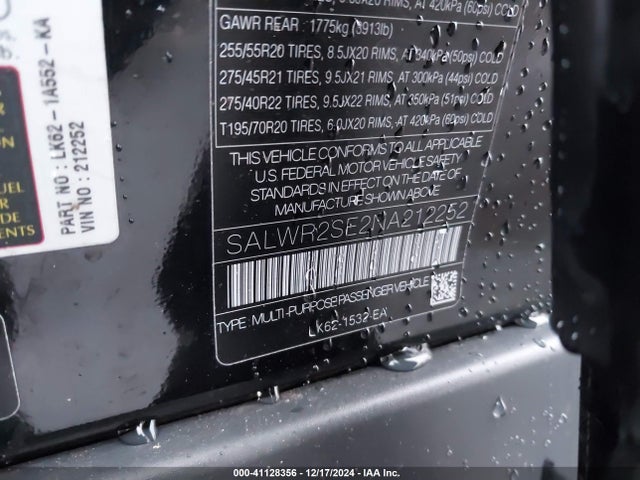 SALWR2SE2NA212252 Land Rover aj133 s/c