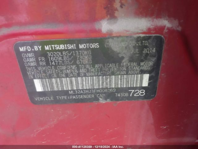 ML32A3HJ3FH008269 Mitsubishi Mirage De/rf