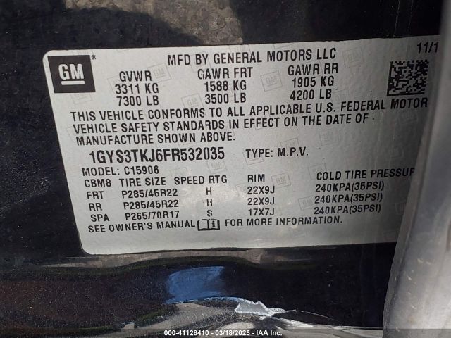2015 CADILLAC ESCALADE ESV 1GYS3TKJ6FR532035 Photo 8