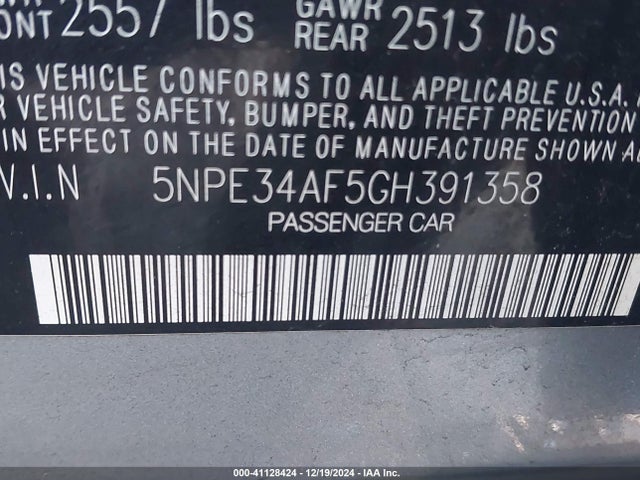 Hyundai Sonata Sport 2016 5NPE34AF5GH391358 Image 9