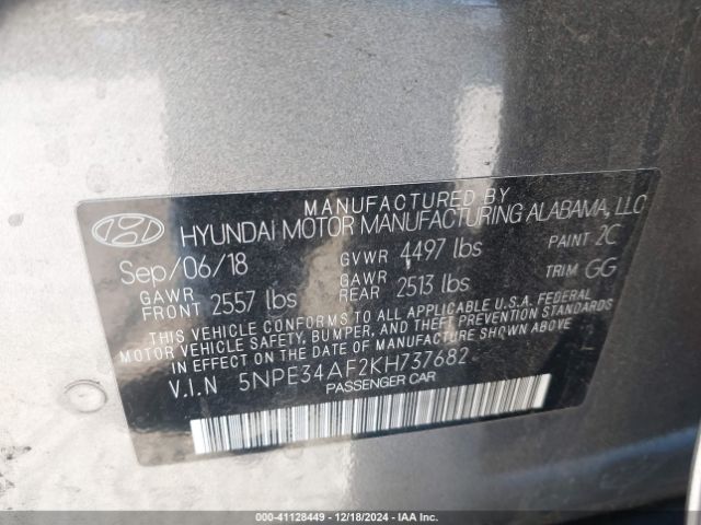 5NPE34AF2KH737682 Hyundai SONATA SEL