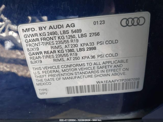 WA1EAAFY7P2087099 Audi Q5 Premium Plus 45 Tfsi S Line Quattro