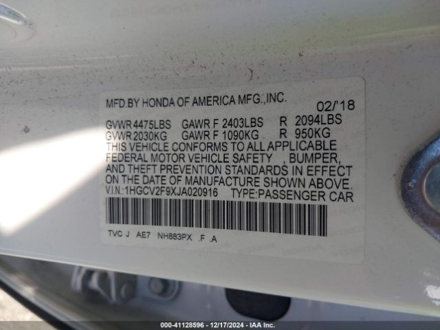 1HGCV2F9XJA020916 Honda Accord Touring 2.0t