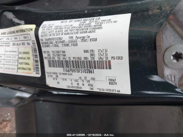 Ford FUSION SE 2015 1FA6P0H70F5102861 Image 9
