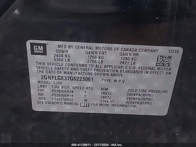 Chevrolet Equinox Ltz 2016 2GNFLGE37G6223061 Image 9