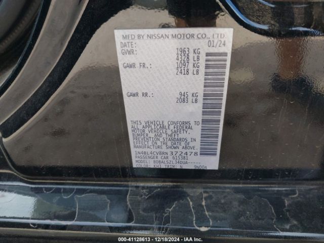 1N4BL4CV8RN372478 Nissan Altima Sr Fwd