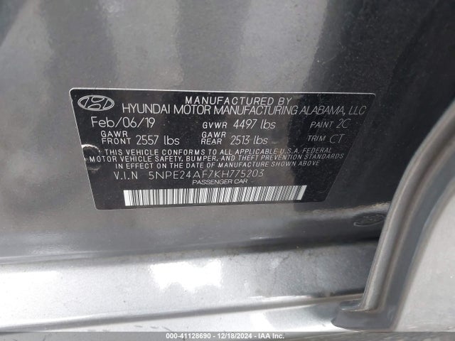 Hyundai SONATA SE 2019 5NPE24AF7KH775203 Image 9