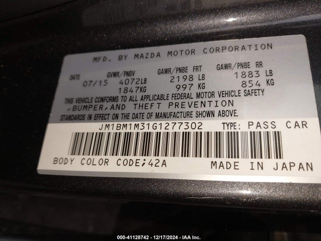 JM1BM1M31G1277302 Mazda Mazda3 S Touring
