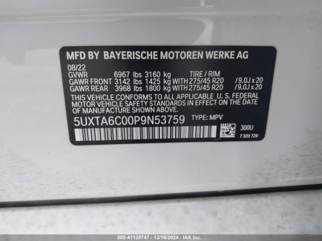 5UXTA6C00P9N53759 BMW X5 Phev Xdrive45e