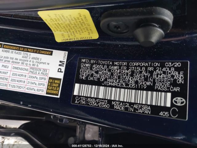 JTDM4RCE3LJ051119 Toyota Corolla Se  6mt