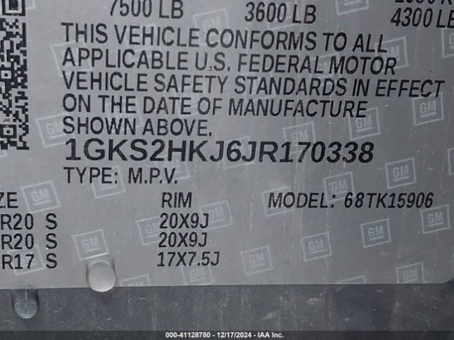 1GKS2HKJ6JR170338 GMC YUKON XL DENALI