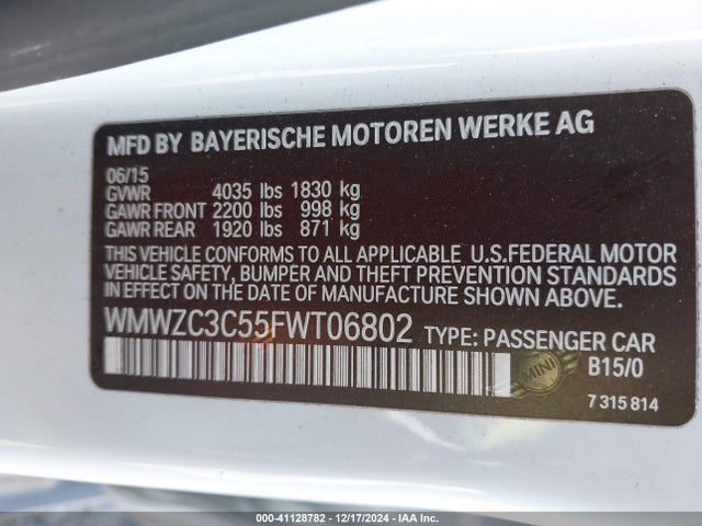 2015 MINI COUNTRYMAN WMWZC3C55FWT06802 Photo 8