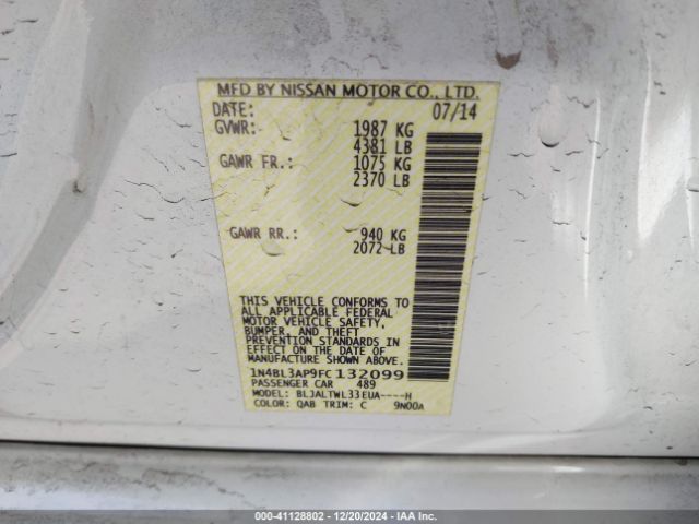 1N4BL3AP9FC132099 Nissan Altima 3.5 Sl