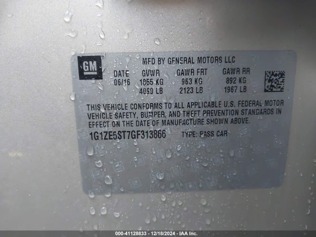Chevrolet MALIBU 1LT 2016 1G1ZE5ST7GF313866 Image 9