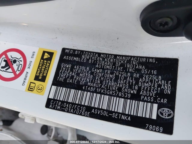 Toyota CAMRY LE 2016 4T4BF1FK5GR578539 Image 9