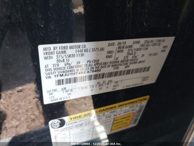 1FMJU1HT4KEA78490 Ford Expedition Xlt