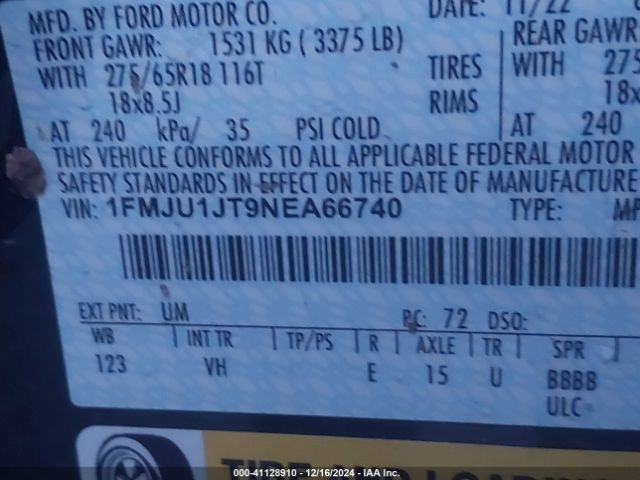 1FMJU1JT9NEA66740 Ford Expedition Xlt