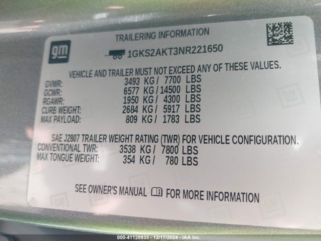 GMC Yukon 4wd Sle 2022 1GKS2AKT3NR221650 Image 9