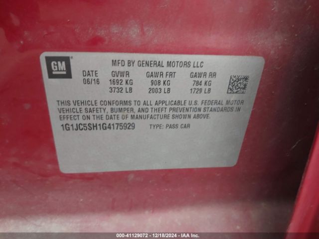 1G1JC5SH1G4175929 Chevrolet Sonic Lt Auto