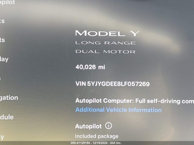 5YJYGDEE8LF057269 Tesla Model Y Long Range Dual Motor All-wheel Drive