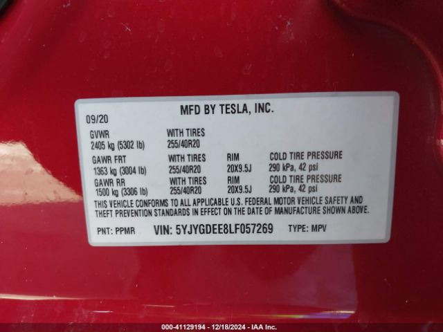 5YJYGDEE8LF057269 Tesla Model Y Long Range Dual Motor All-wheel Drive