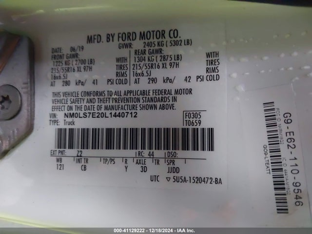Ford Transit Connect Xl Cargo Van 2020 NM0LS7E20L1440712 Image 9