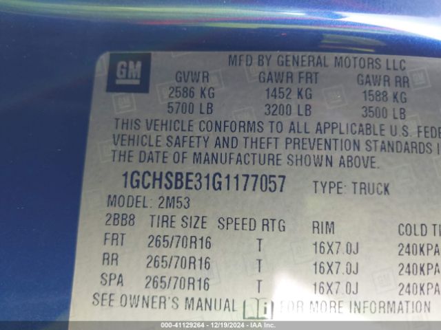 1GCHSBE31G1177057 Chevrolet Colorado Wt