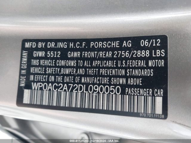 2013 PORSCHE PANAMERA WP0AC2A72DL090050 Photo 8