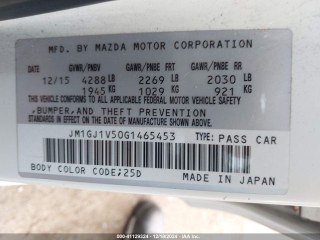 JM1GJ1V50G1465453 Mazda Mazda6 I Touring