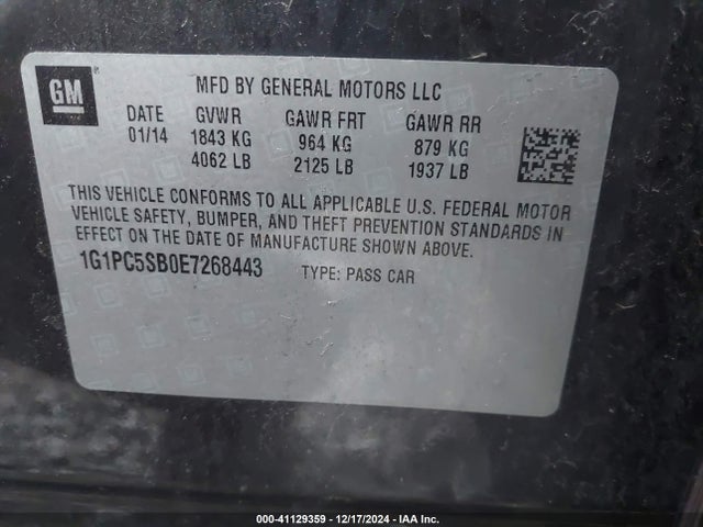 Chevrolet Cruze 1lt Auto 2014 1G1PC5SB0E7268443 Image 9