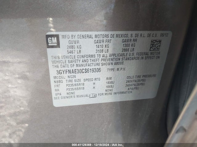 2012 CADILLAC SRX 3GYFNAE30CS619306 Photo 8