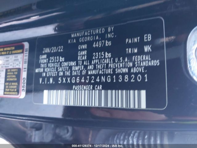 5XXG64J24NG138201 KIA K5 Gt-line