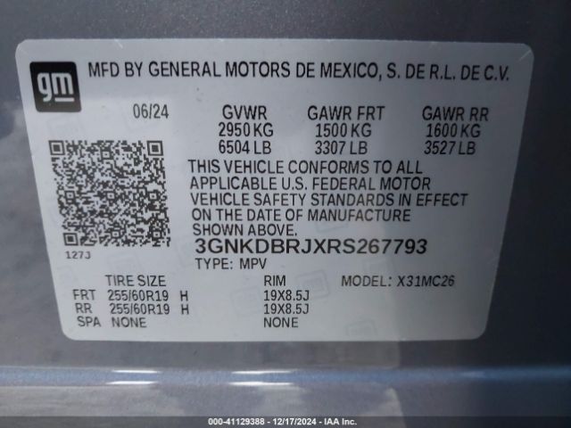 3GNKDBRJXRS267793 Chevrolet Blazer Ev Eawd 2lt