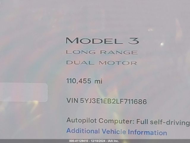 Tesla Model 3 Long Range Dual Motor All-wheel Drive 2020 5YJ3E1EB2LF711686 Image 15
