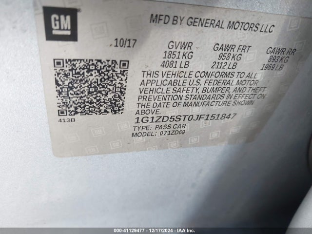 Chevrolet MALIBU LT 2018 1G1ZD5ST0JF151847 Image 9