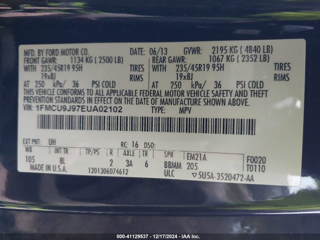 Ford Escape Titanium 2014 1FMCU9J97EUA02102 Image 9