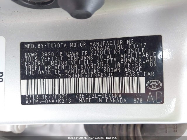 Toyota COROLLA LE 2017 2T1BURHE5HC846739 Image 9