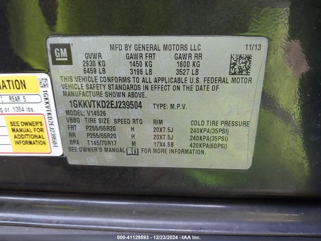 1GKKVTKD2EJ239504 GMC Acadia Denali