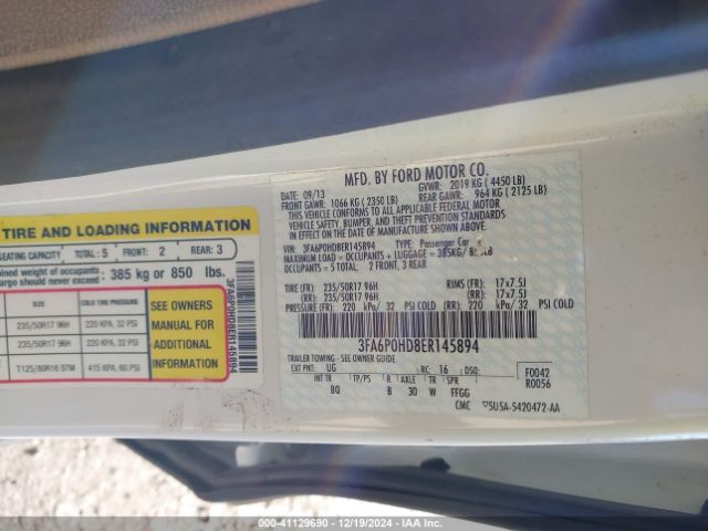 3FA6P0HD8ER145894 Ford FUSION SE