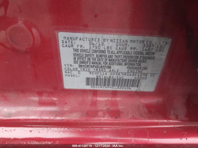 3N1CN7AP4EL822106 Nissan Versa 1.6 Sv