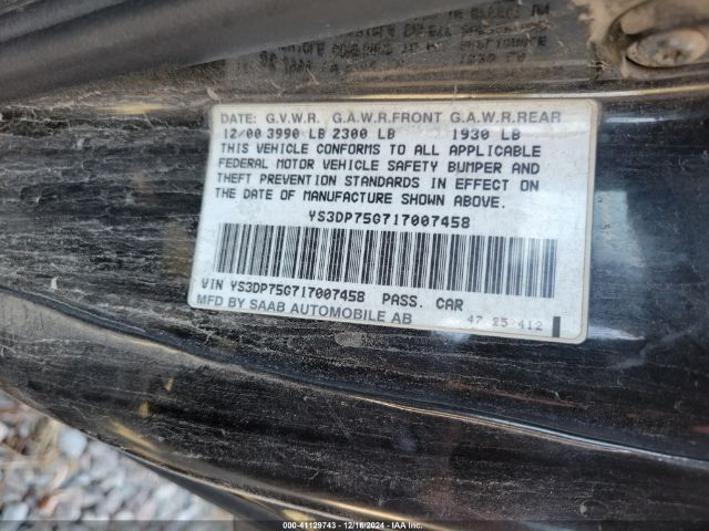 2001 SAAB 9-3 YS3DP75G717007458 Photo 8