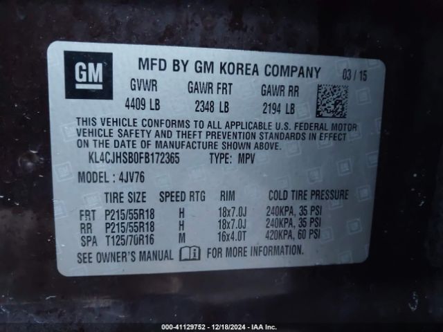 KL4CJHSB0FB172365 Buick Encore Premium