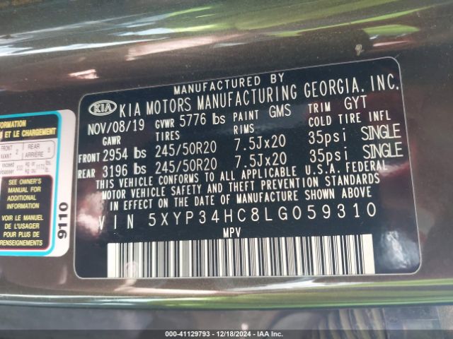 5XYP34HC8LG059310 KIA Telluride Ex