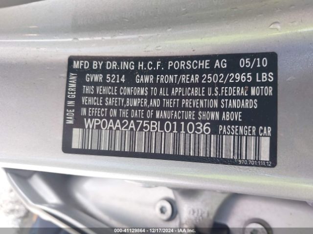 2011 PORSCHE PANAMERA WP0AA2A75BL011036 Photo 8