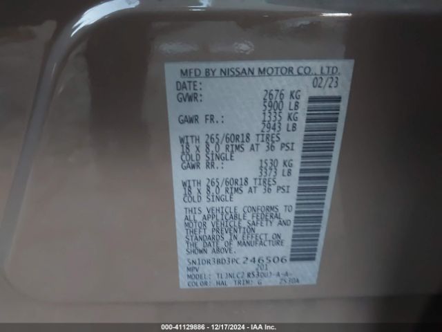 5N1DR3BD3PC246506 Nissan Pathfinder Rock Creek 4wd