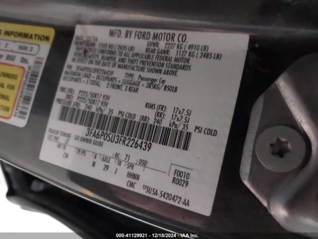 3FA6P0SU3FR226439 Ford Fusion Energi Titanium