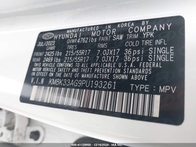 KM8K33AG9PU193261 Hyundai Kona Electric Sel