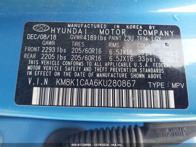 Hyundai Kona Se 2019 KM8K1CAA6KU280867 Image 9