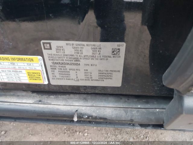 1GNKRJKD0HJ299054 Chevrolet Traverse Premier